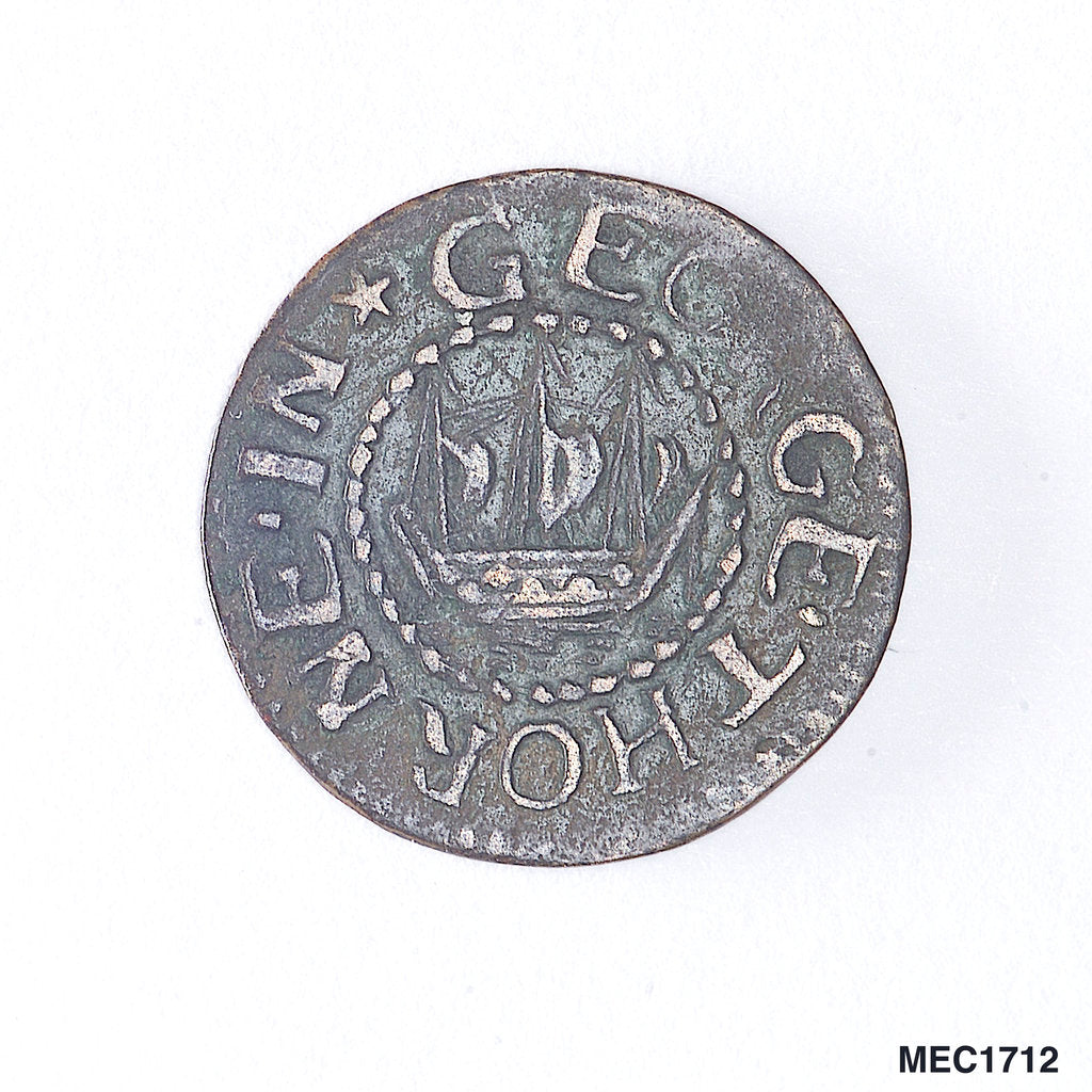 Detail of Token depicting a sailing ship by unknown
