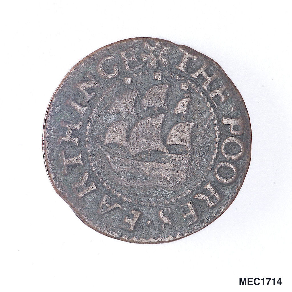 Detail of Minehead farthing token by unknown