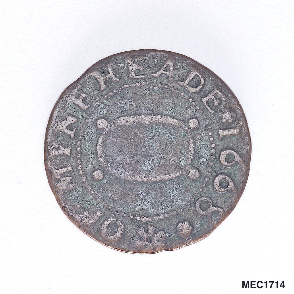 Detail of Minehead farthing token by unknown