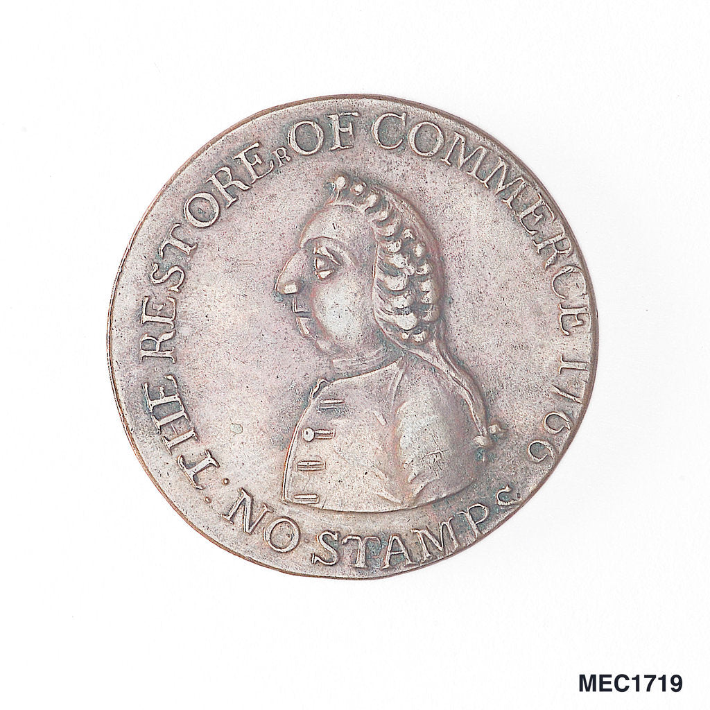 Detail of Halfpenny token commemorating the repeal of the Stamp Act, 1766 by unknown