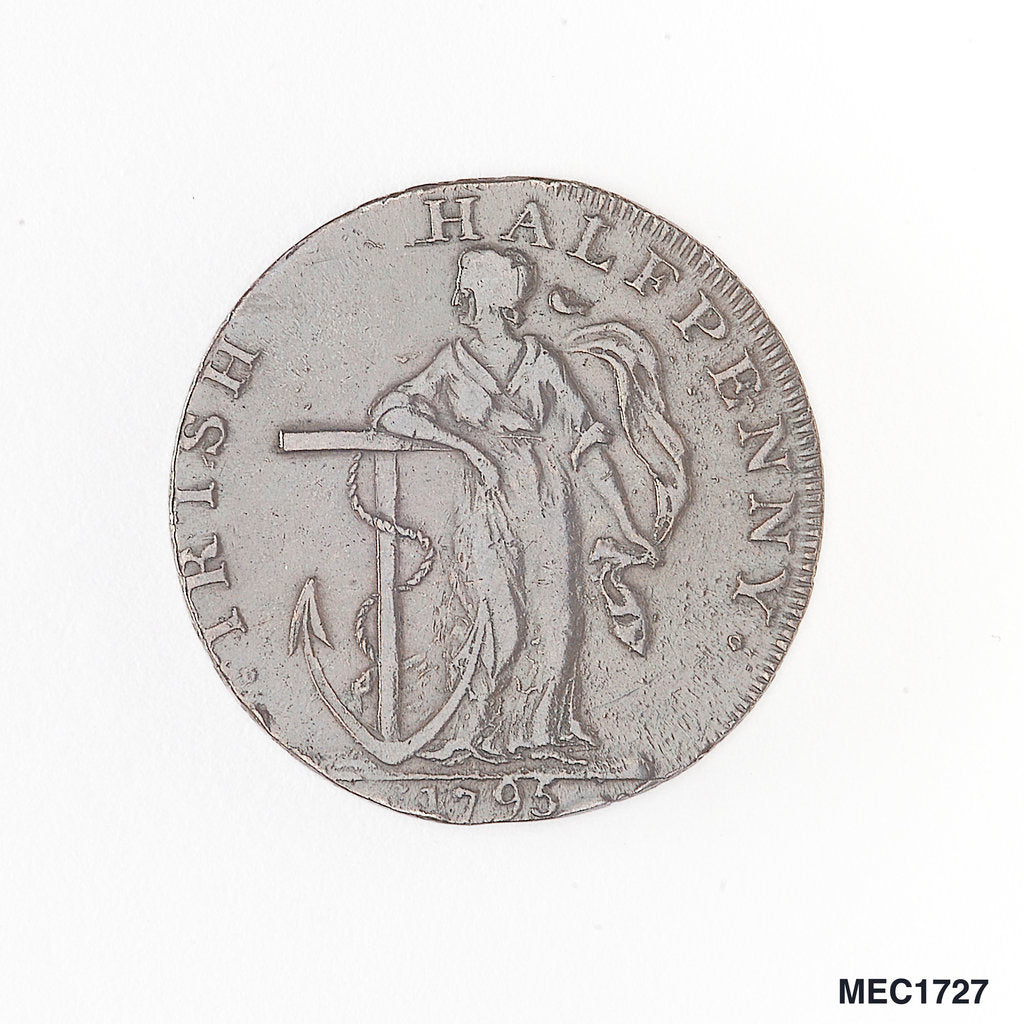 Detail of Irish halfpenny token by unknown