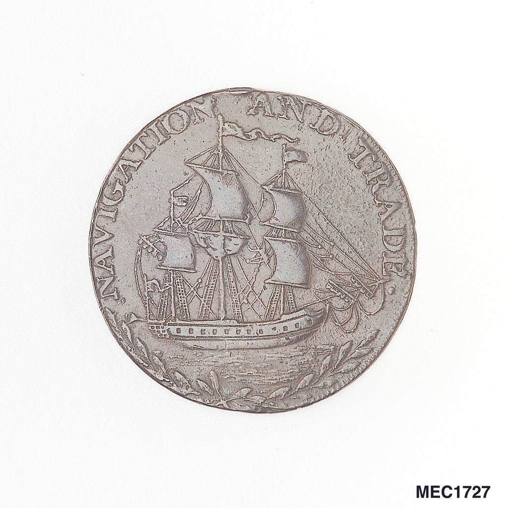 Detail of Irish halfpenny token by unknown