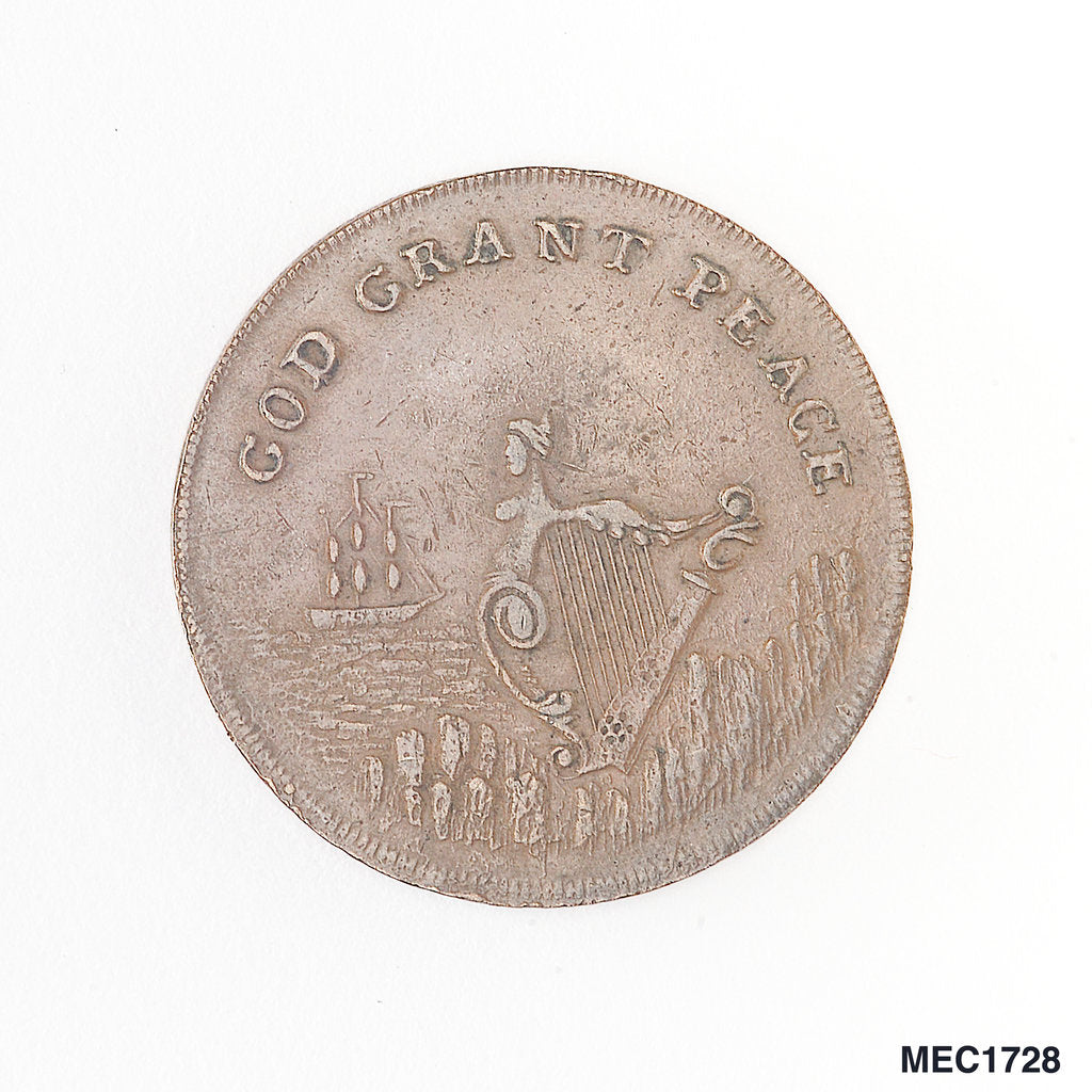 Detail of Dublin halfpenny token by unknown