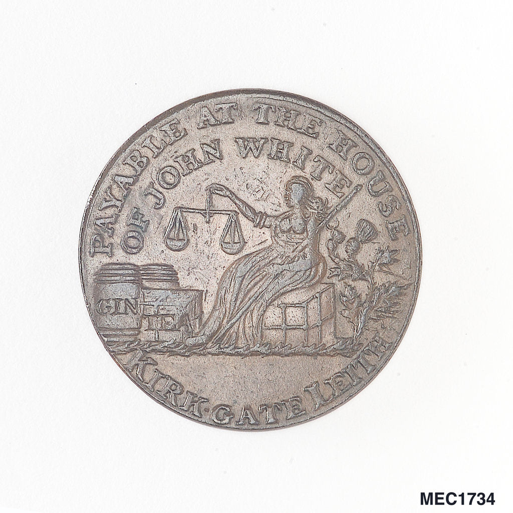 Detail of Leith halfpenny token by unknown