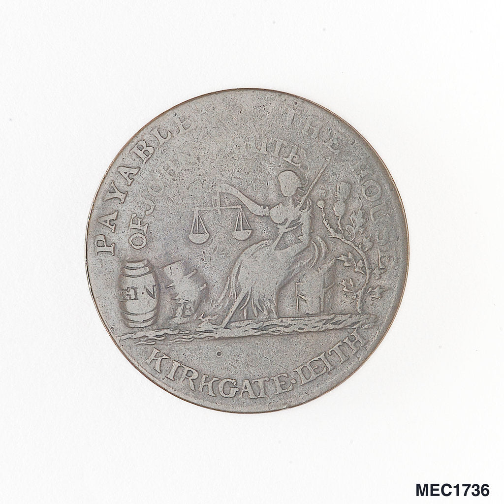 Detail of Leith halfpenny token by unknown