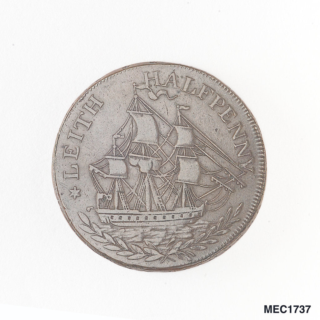 Detail of Leith halfpenny token by unknown
