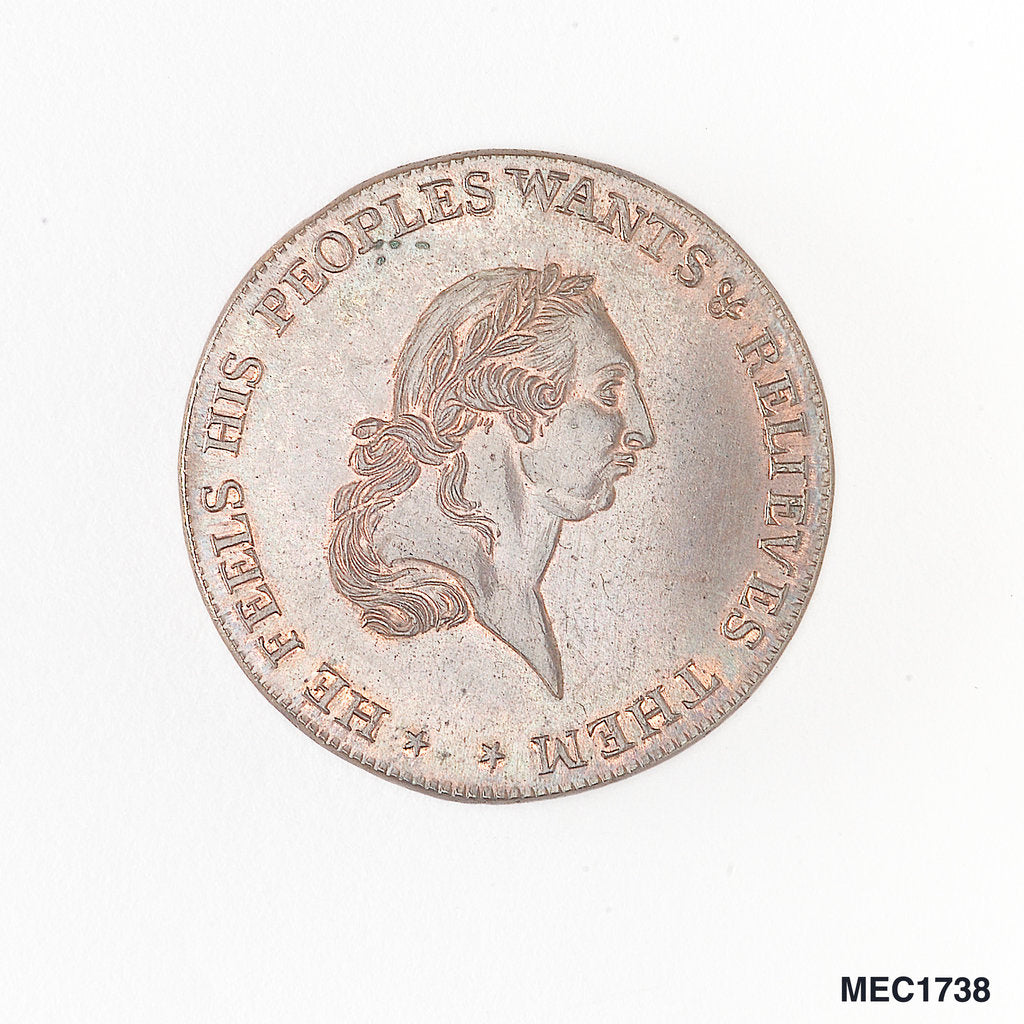 Detail of Badminton halfpenny token by T. Willets