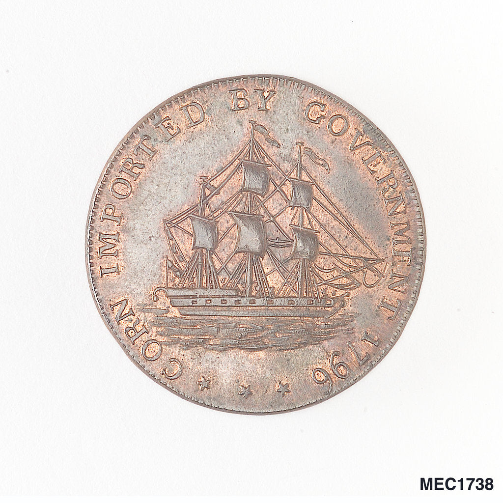 Detail of Badminton halfpenny token by T. Willets
