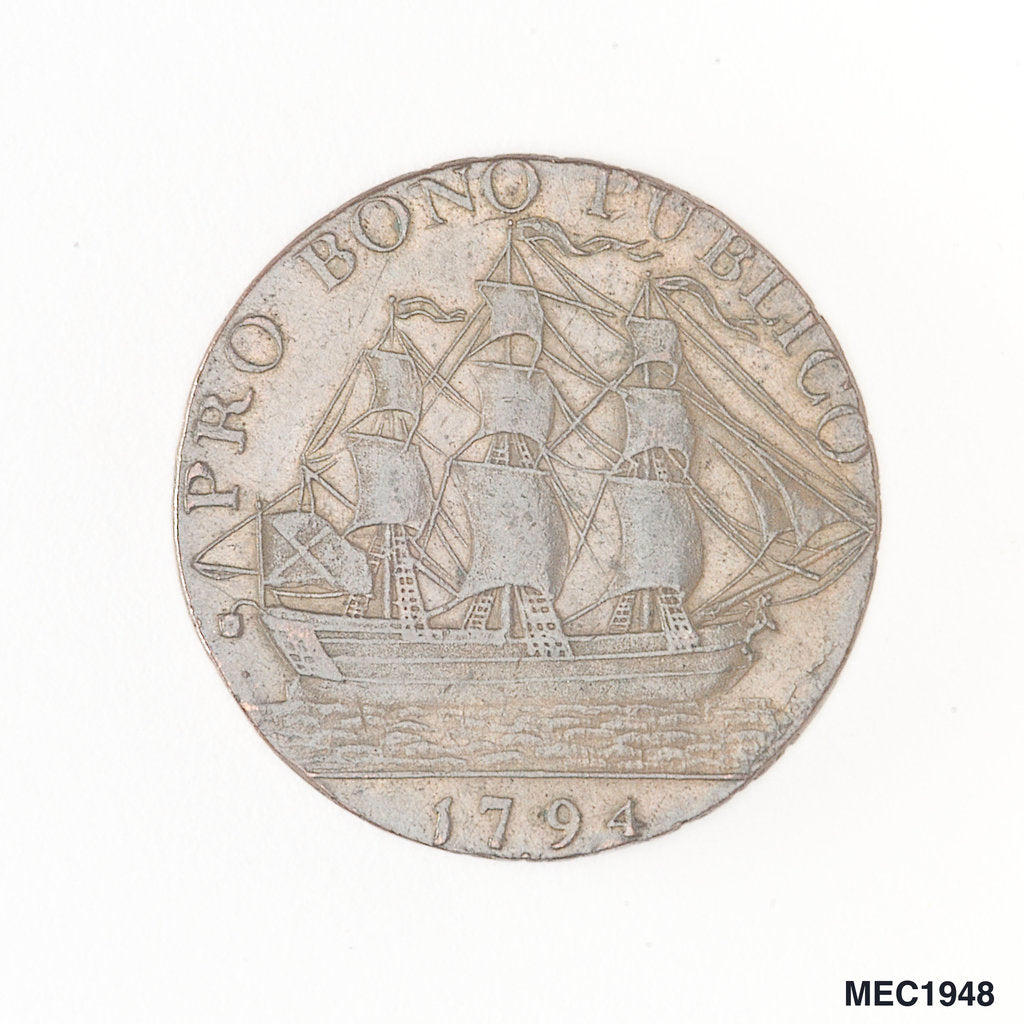 Detail of Birmingham halfpenny token by T. Wyon