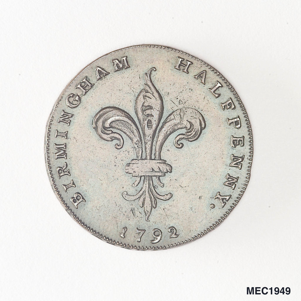 Detail of Birmingham halfpenny token by unknown