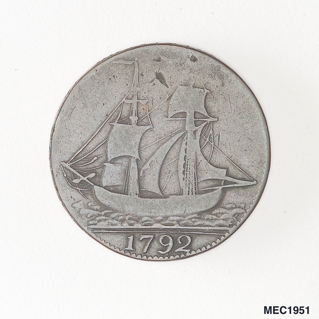 Detail of Halfpenny token commemorating John Wilkinson, ironmaster by unknown