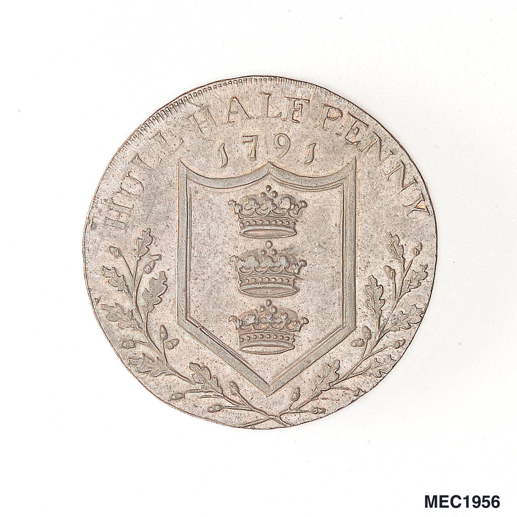 Detail of Hull halfpenny token by unknown