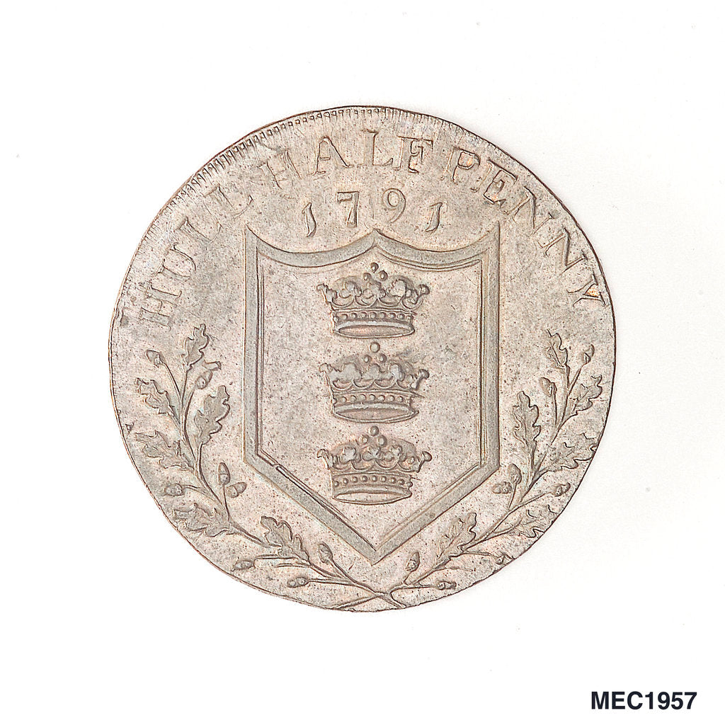 Detail of Hull halfpenny token by unknown