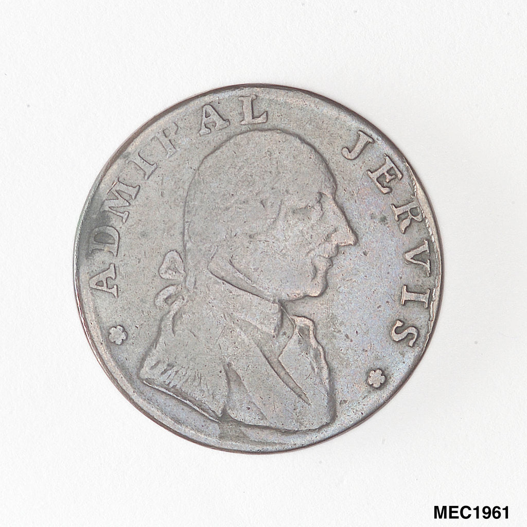 Detail of Halfpenny token commemorating Admiral John Jervis, Earl St Vincent (1735-1823) by unknown