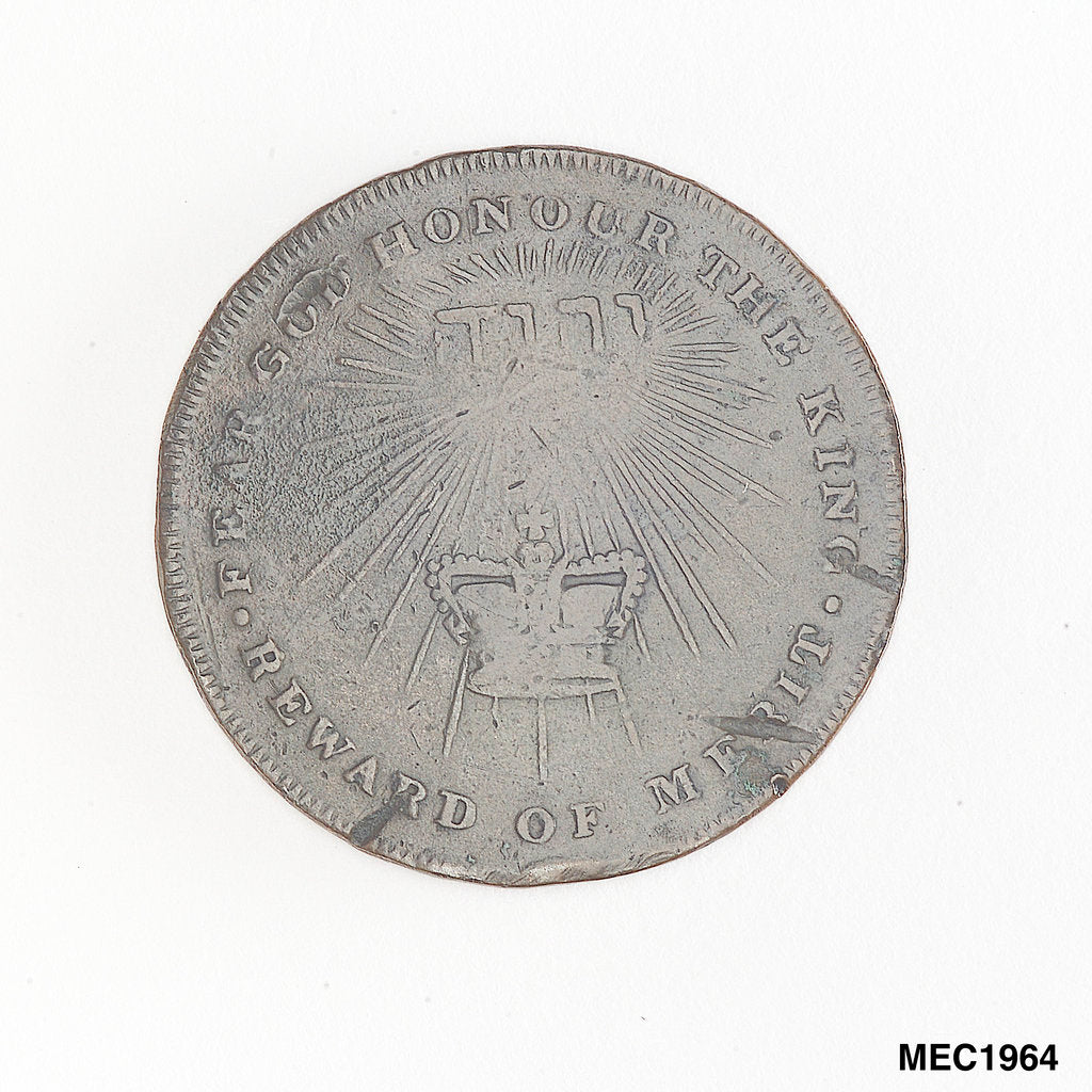 Detail of Shilling token commemorating the Battle of the Nile, 1798 by unknown