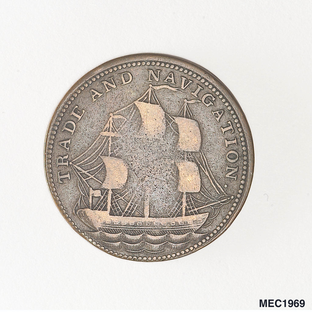 Detail of Dublin halfpenny token by unknown