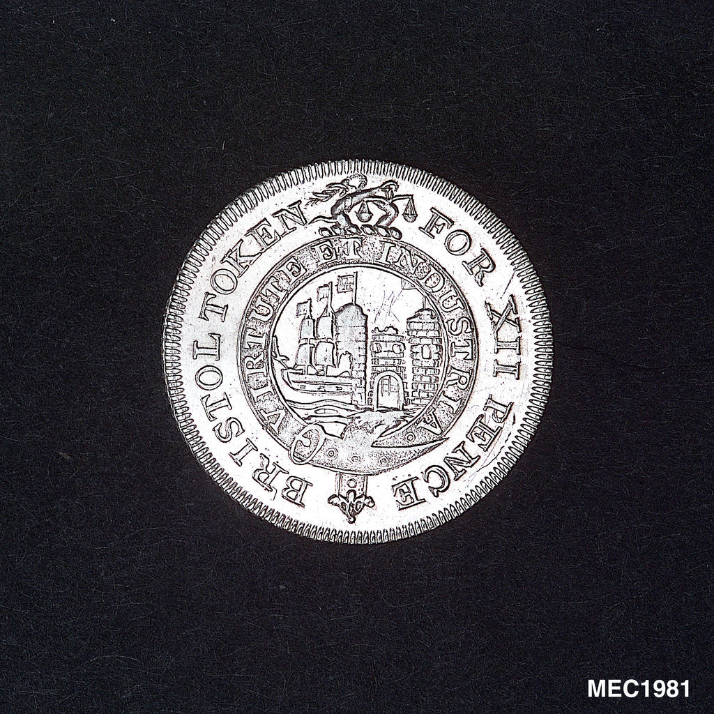 Detail of Bristol shilling token by unknown