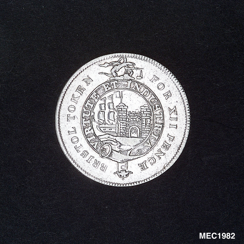 Detail of Bristol silver shilling token by unknown