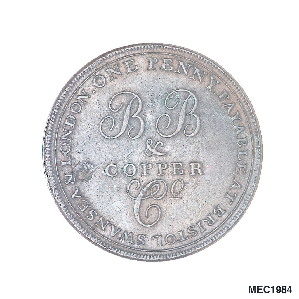 Detail of Bristol penny token by T. Halliday