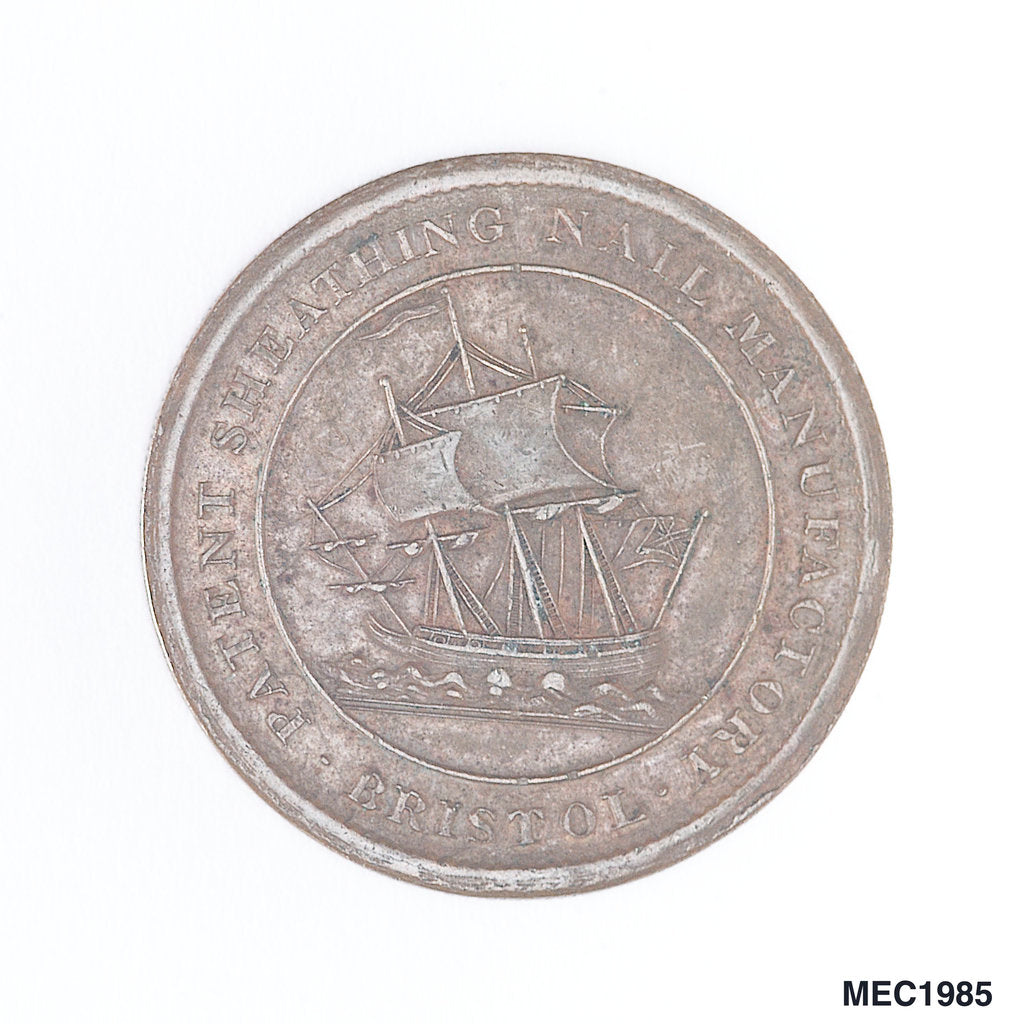 Detail of Bristol penny token by T. Halliday