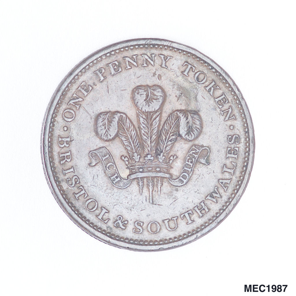 Detail of Bristol penny token by T. Halliday