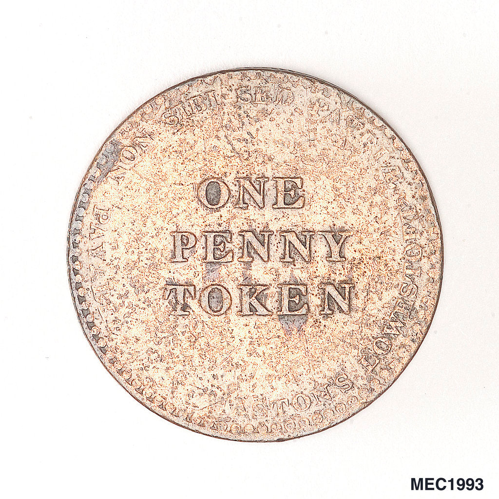 Detail of Lowestoft penny token by P. Wyon
