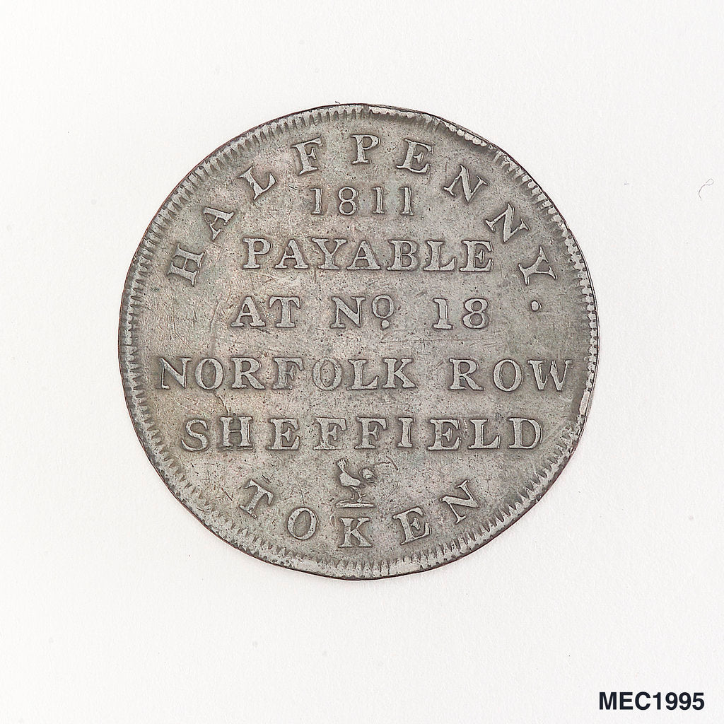 Detail of Sheffield halfpenny token by unknown