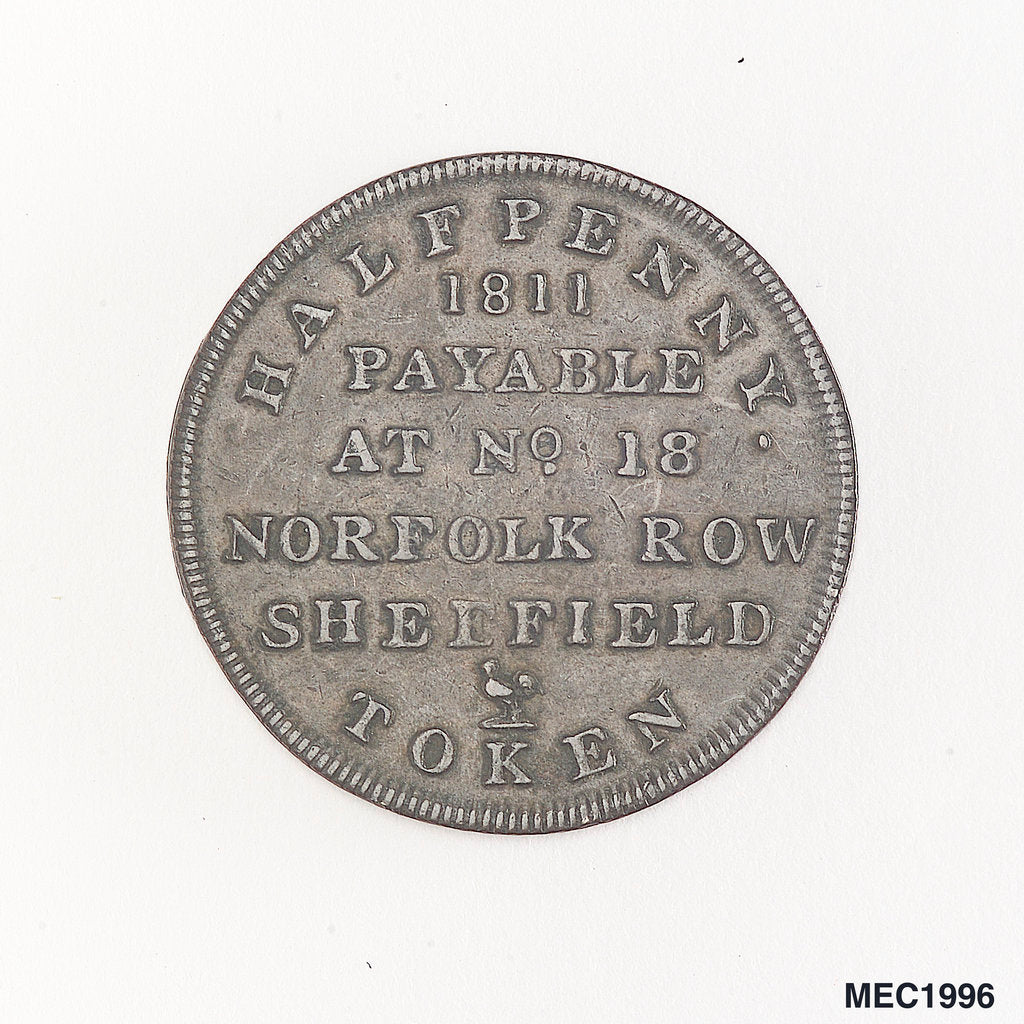 Detail of Sheffield halfpenny token by unknown