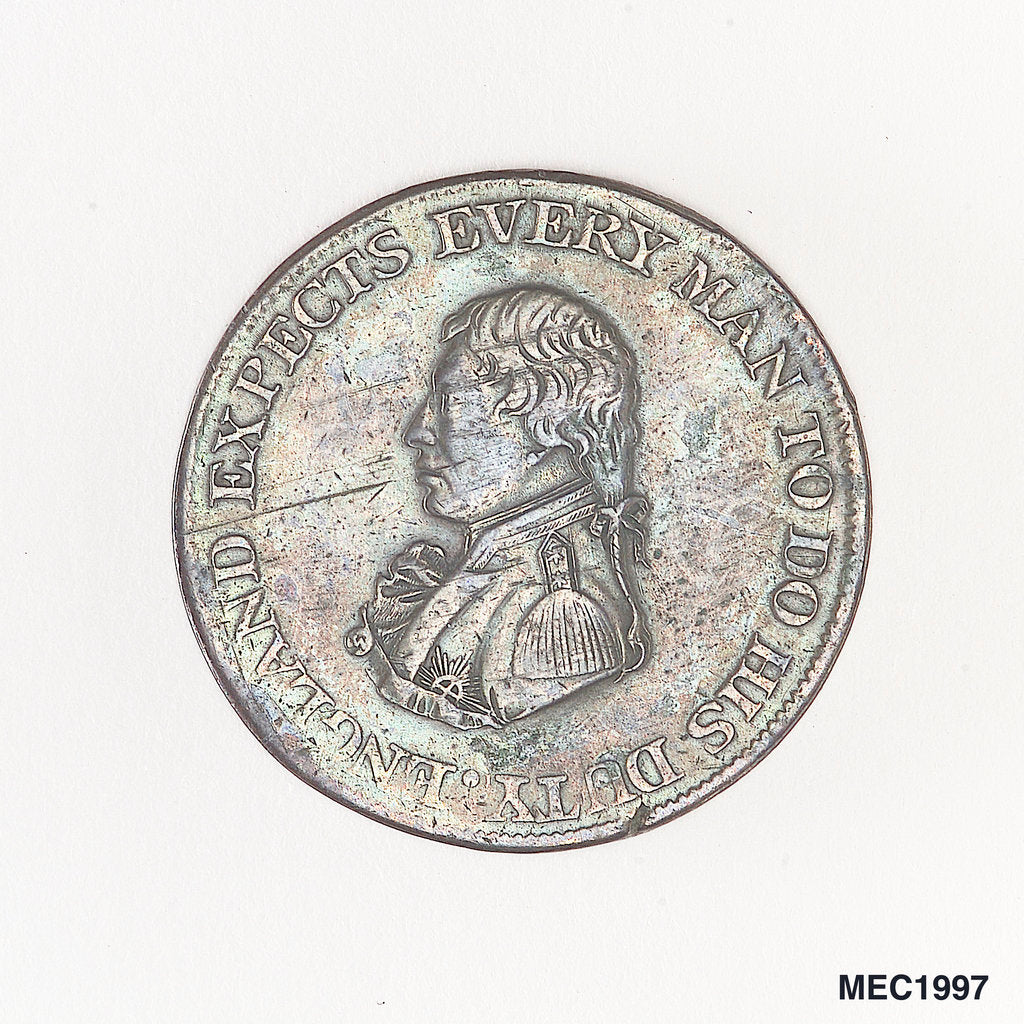 Detail of British naval halfpenny token by unknown