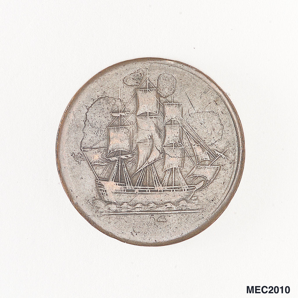 Detail of Halfpenny token by unknown