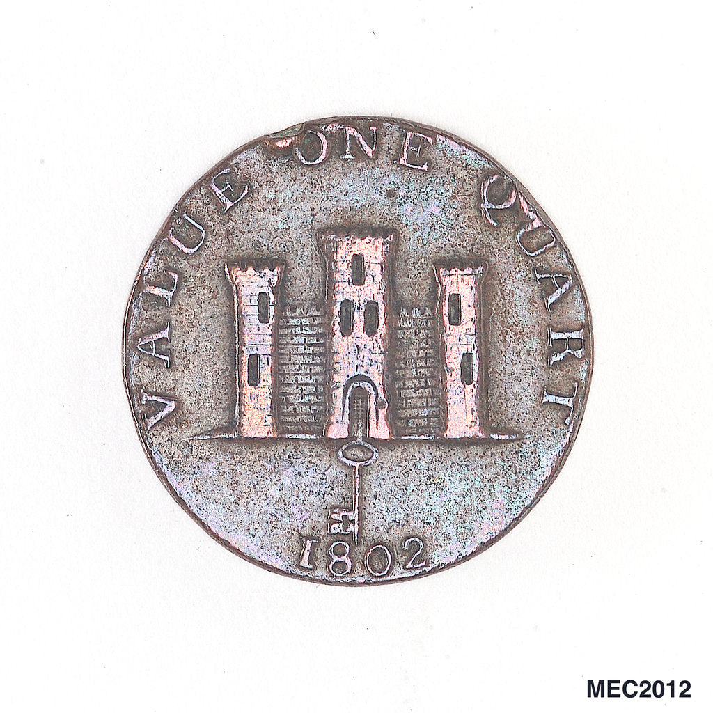 Detail of Gibraltar quart token by unknown