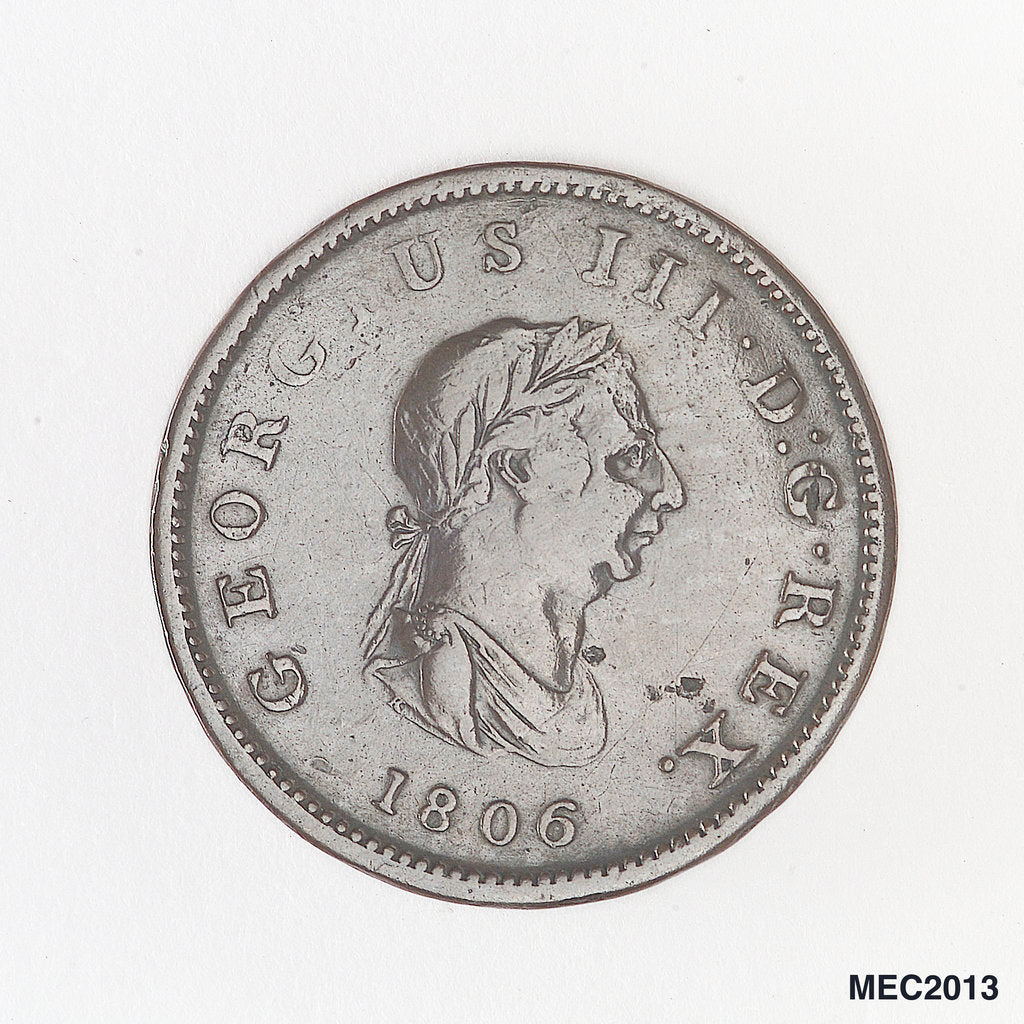 Detail of Bahama halfpenny token by unknown