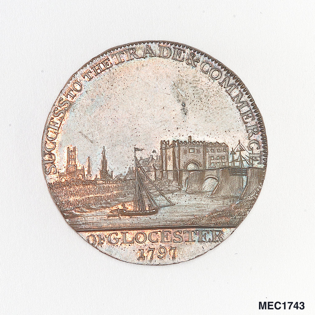 Detail of Token commemorating the Gloucester and Berkeley Canal by T. Wyon