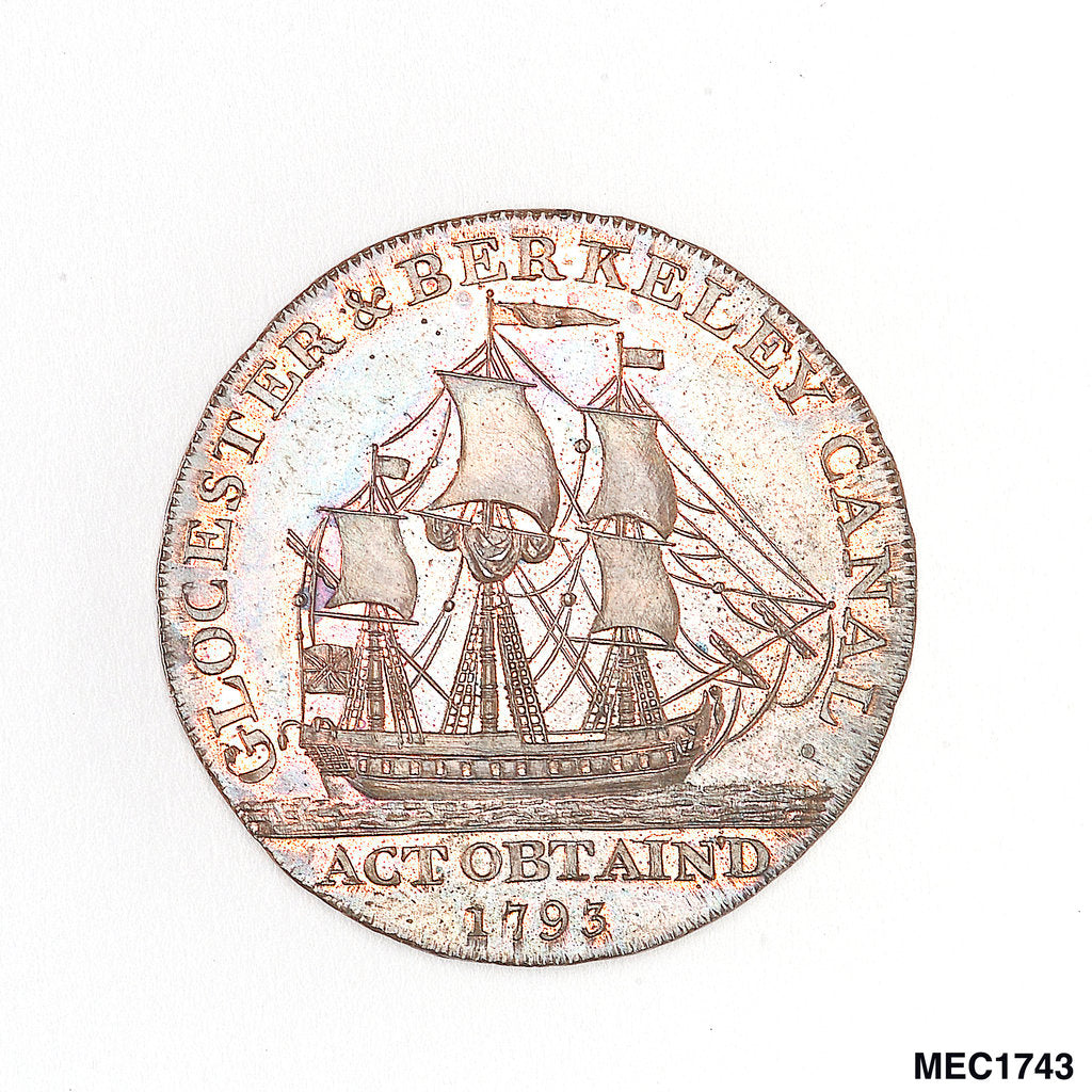 Detail of Token commemorating the Gloucester and Berkeley Canal by T. Wyon