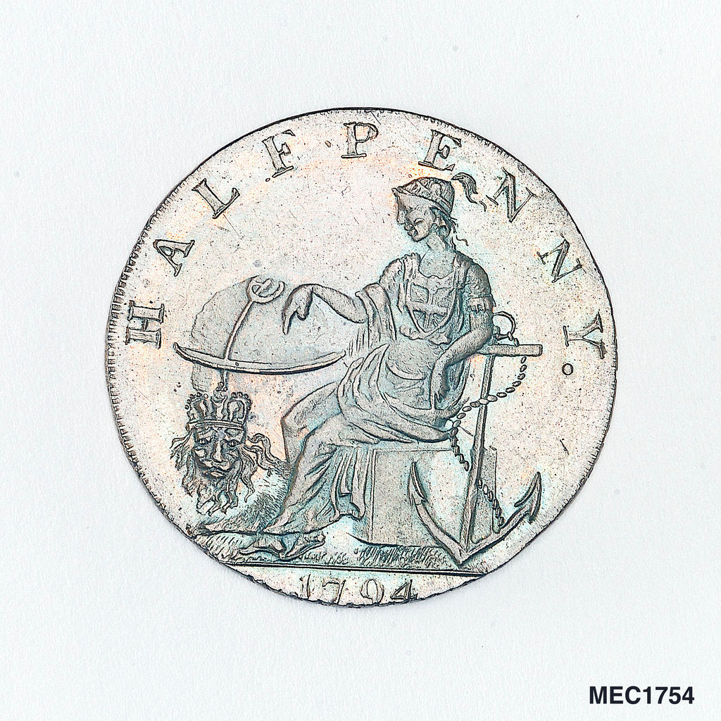 Detail of Emsworth halfpenny token commemorating the Battle of the Nile, 1798 by unknown
