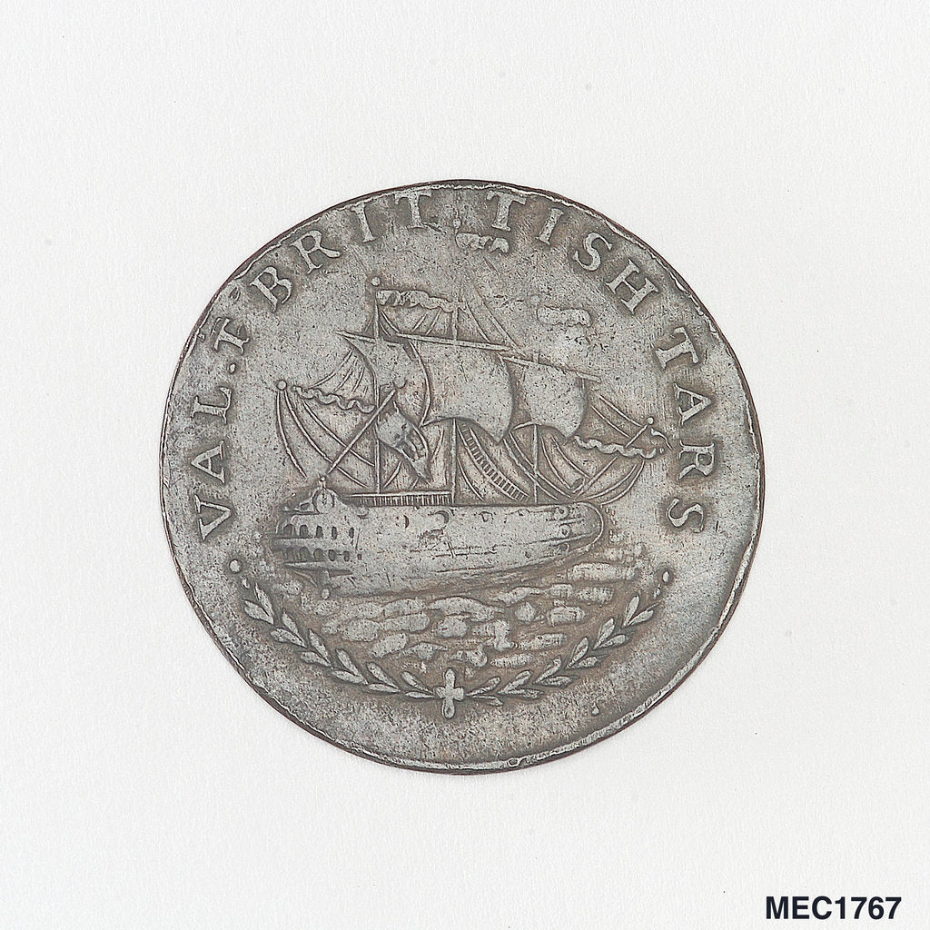 Detail of Token commemorating Admiral of the Fleet Richard Howe (1726-1799) and the Glorious First of June, 1794 by T. Wyon