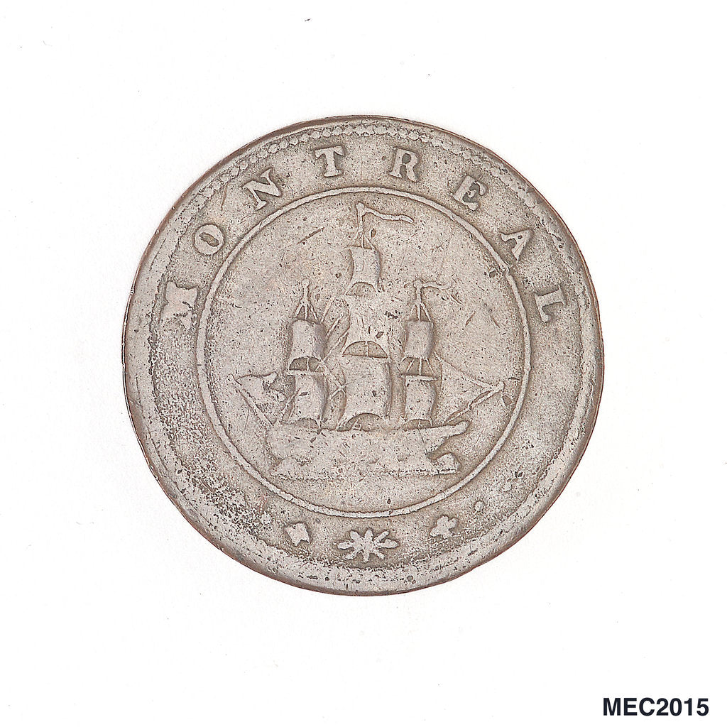 Detail of Montreal halfpenny token by unknown