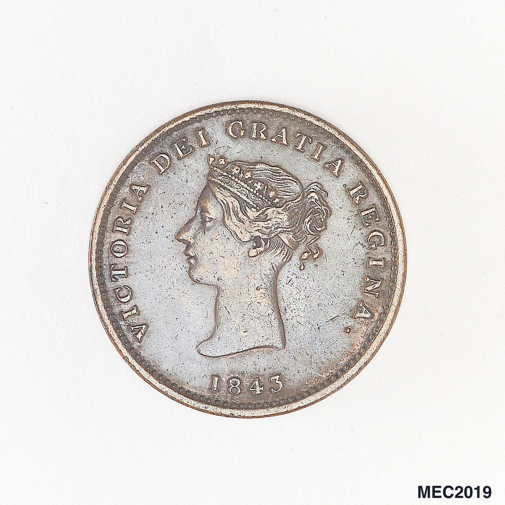 Detail of New Brunswick halfpenny token by W. Wyon