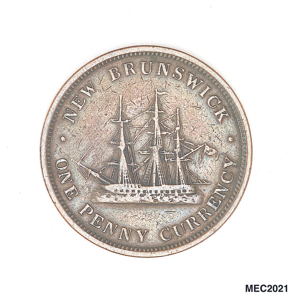 Detail of New Brunswick penny token by W. Wyon