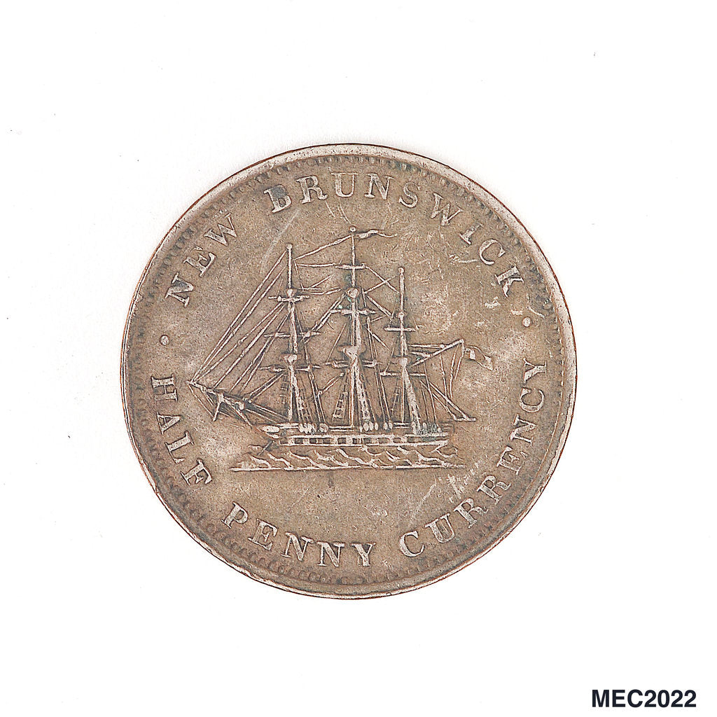 Detail of New Brunswick halfpenny token by W. Wyon