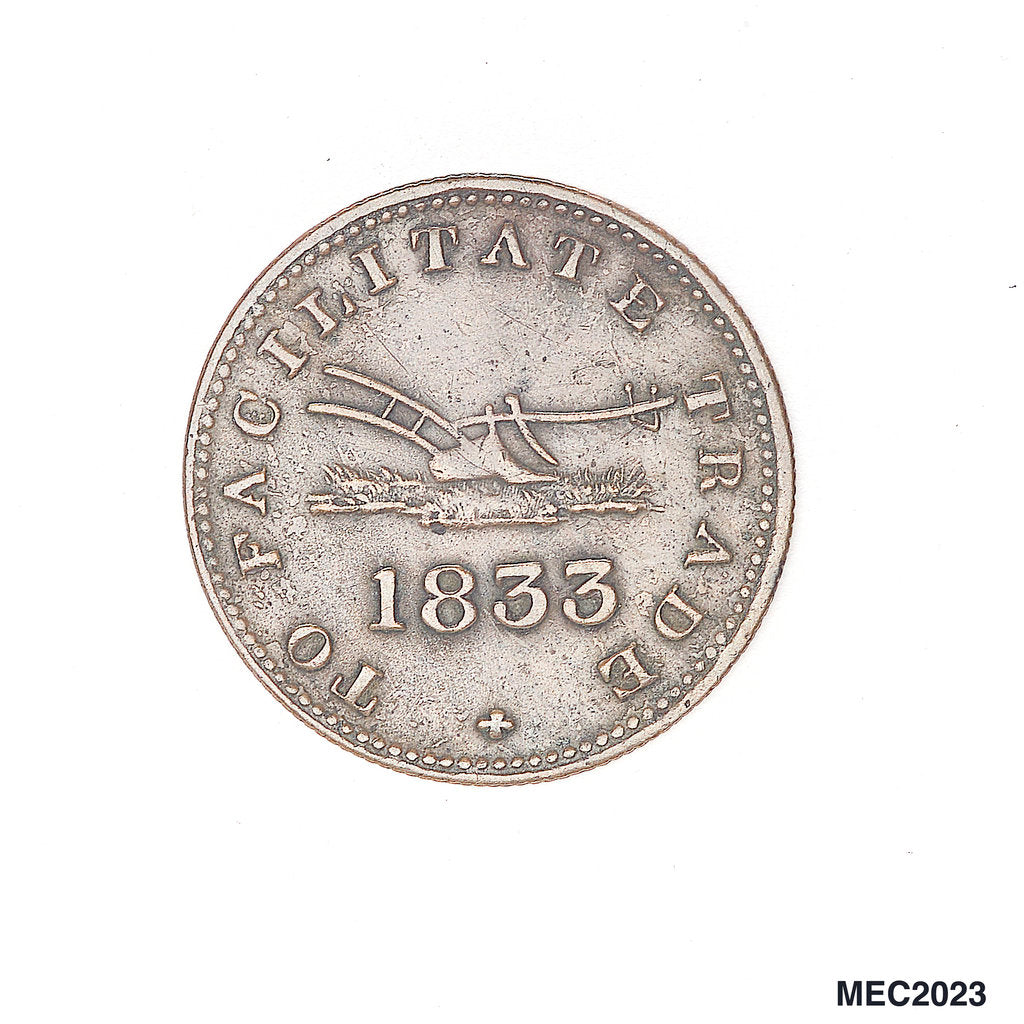 Detail of Upper Canada halfpenny token by unknown