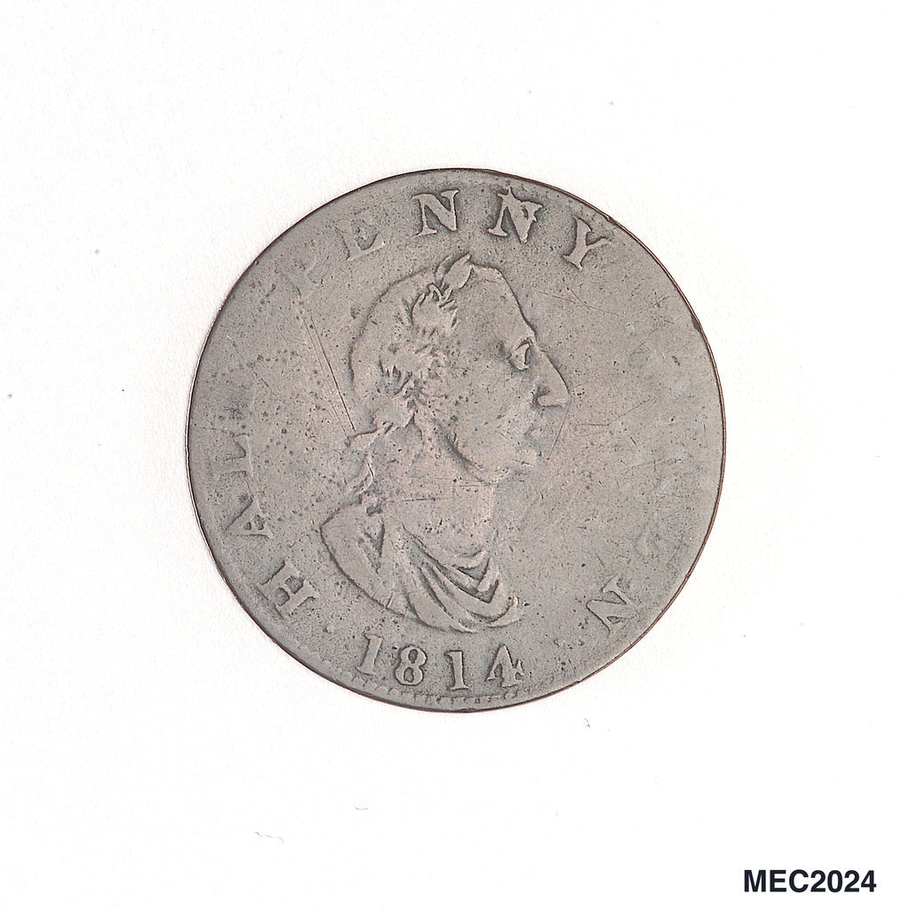 Detail of Nova Scotia halfpenny token by unknown