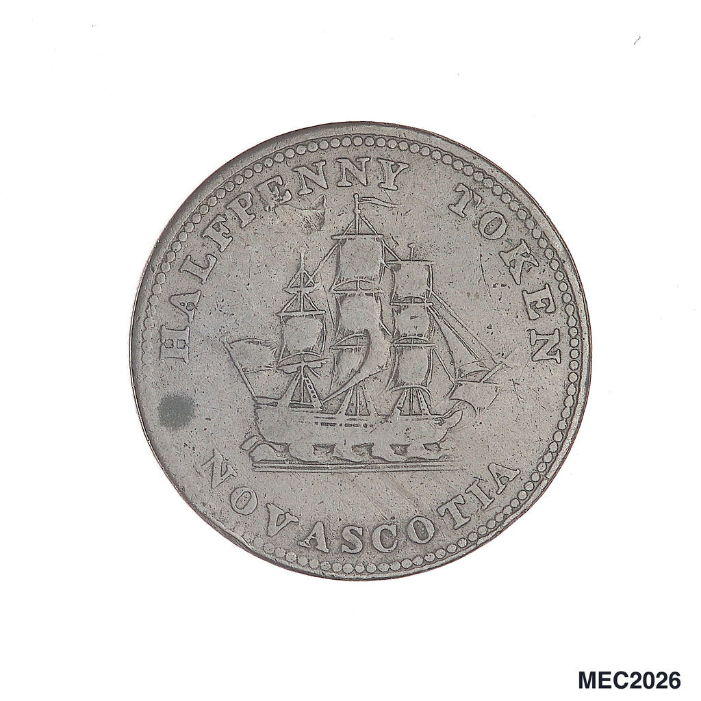 Detail of Nova Scotia halfpenny token by unknown