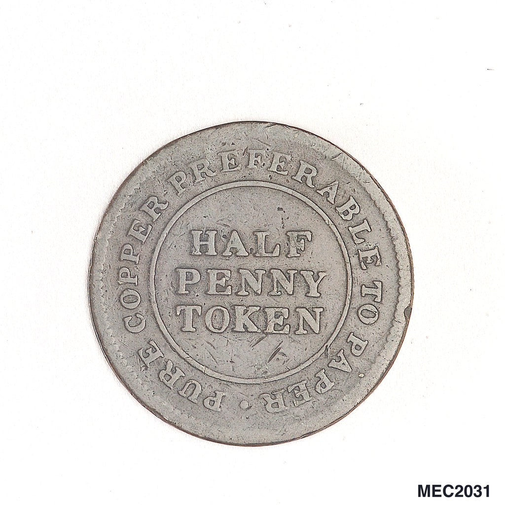 Detail of Halfpenny token by unknown