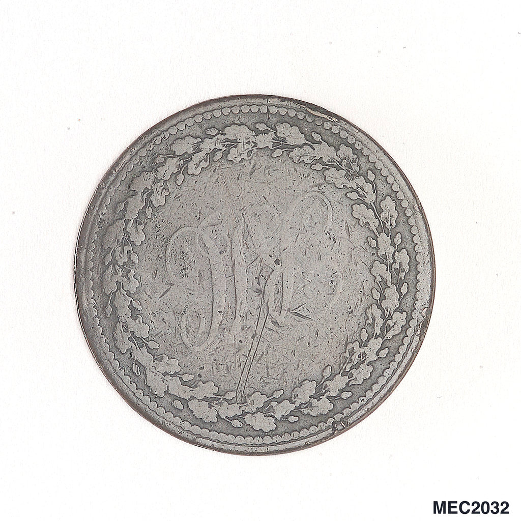Detail of Penny token by T. Halliday