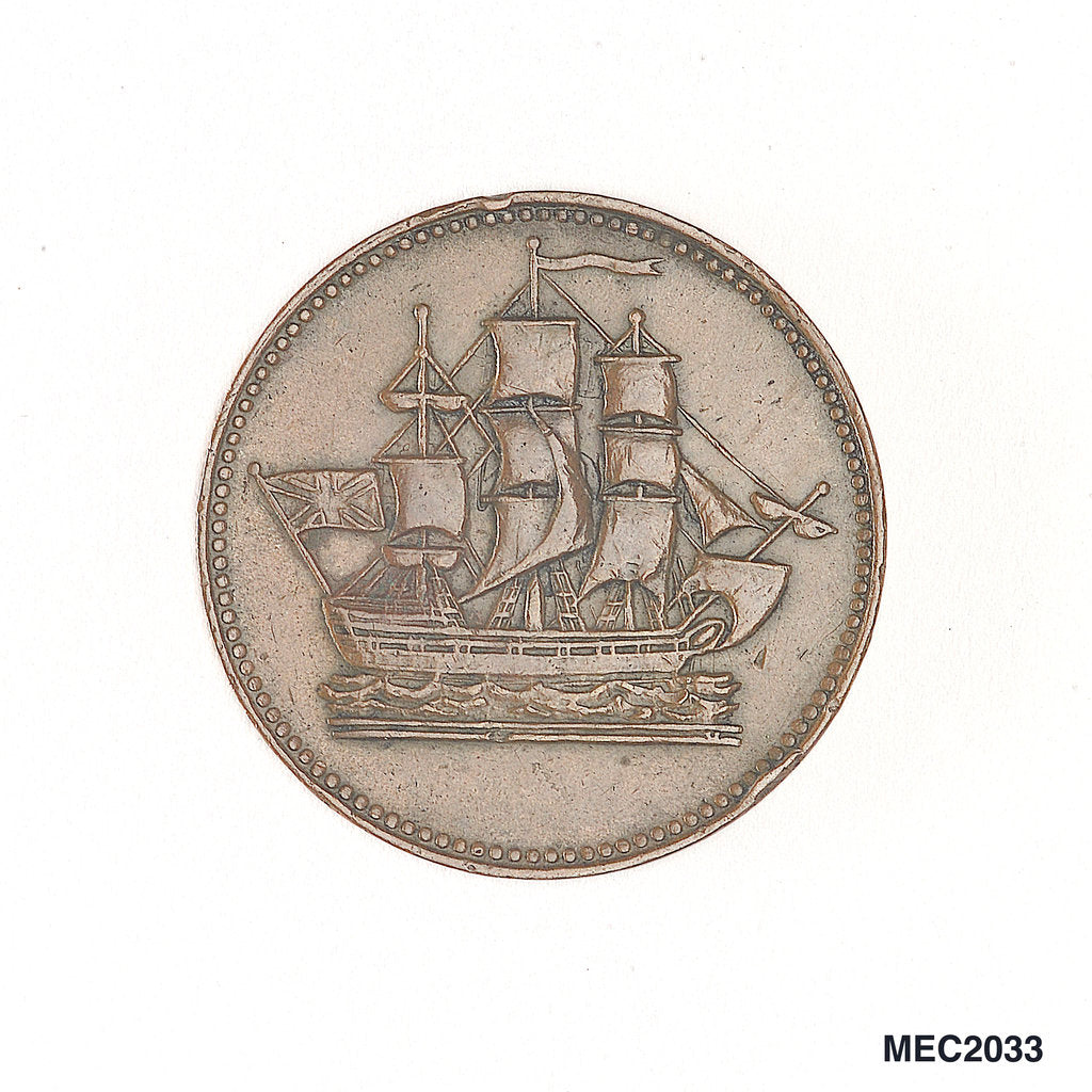 Detail of Halfpenny token by unknown