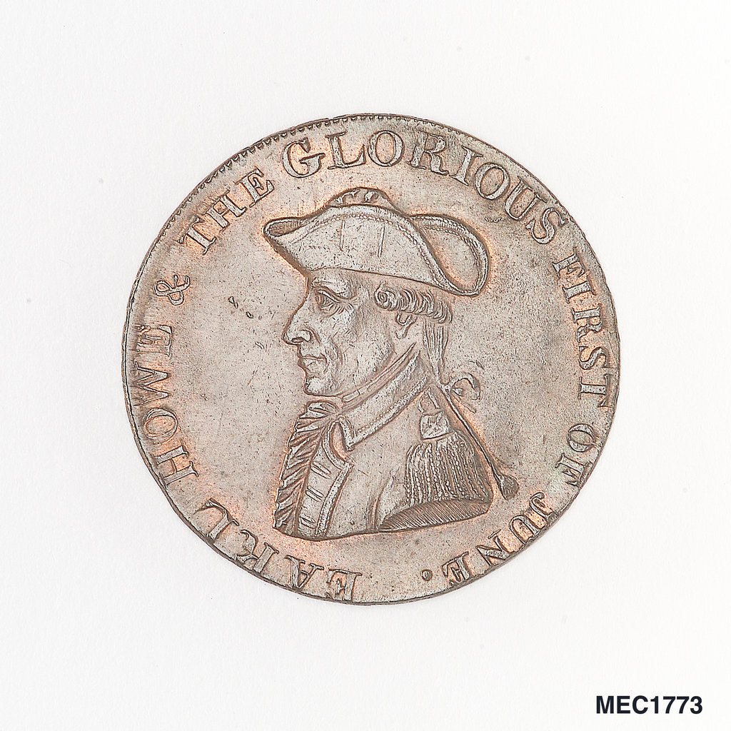 Detail of Token commemorating Admiral of the Fleet Richard Howe (1726-1799) and the Glorious First of June, 1794 by T. Wyon