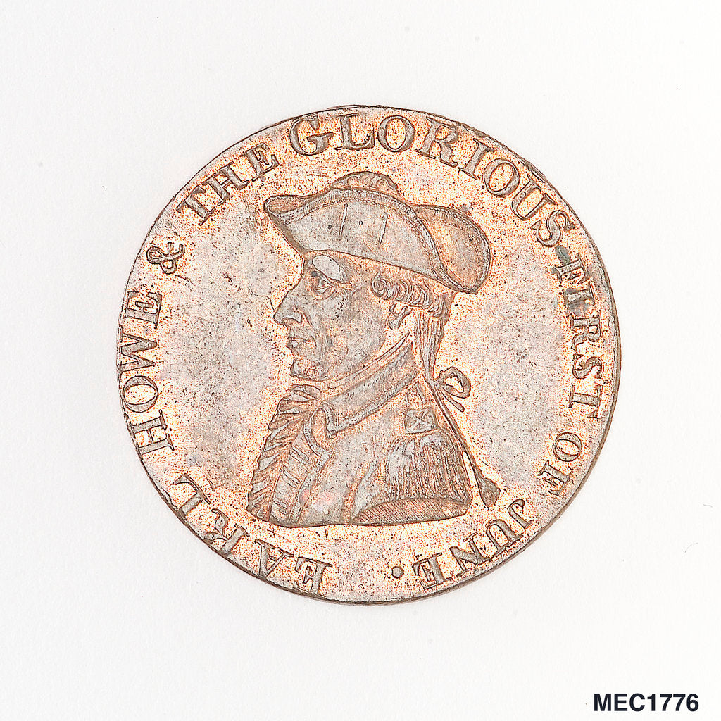 Detail of Token commemorating Admiral of the Fleet Richard Howe (1726-1799) and the Glorious First of June, 1794 by T. Wyon
