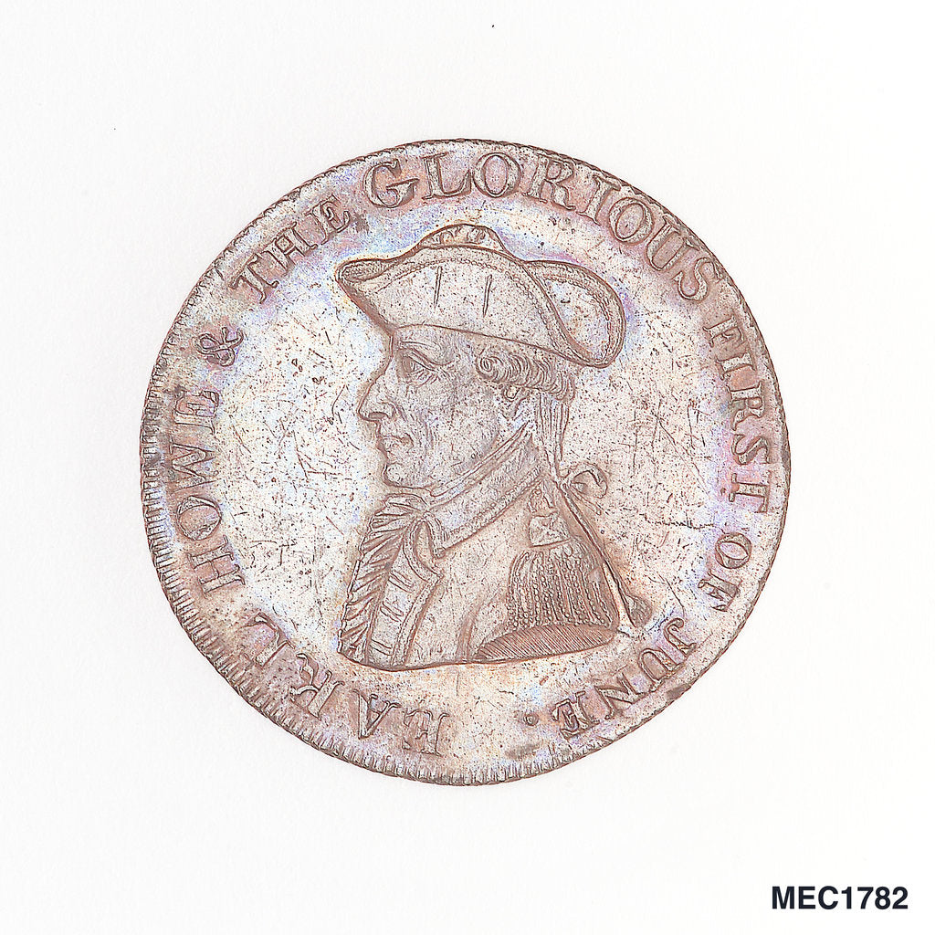 Detail of Token commemorating Admiral of the Fleet Richard Howe (1726-1799) and the Glorious First of June, 1794 by T. Wyon