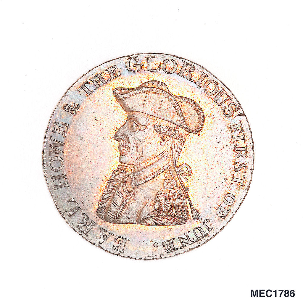 Detail of Emsworth halfpenny token commemorating Admiral of the Fleet Richard Howe (1726-1799) and the Glorious First of June, 1794 by unknown